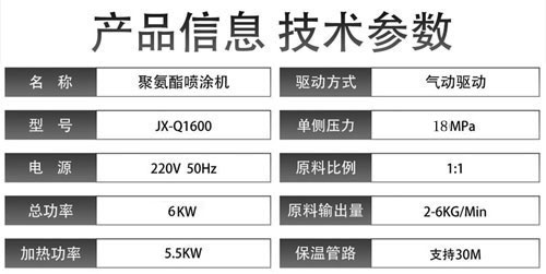 JX-Q1600聚氨酯噴涂機參數(shù)g